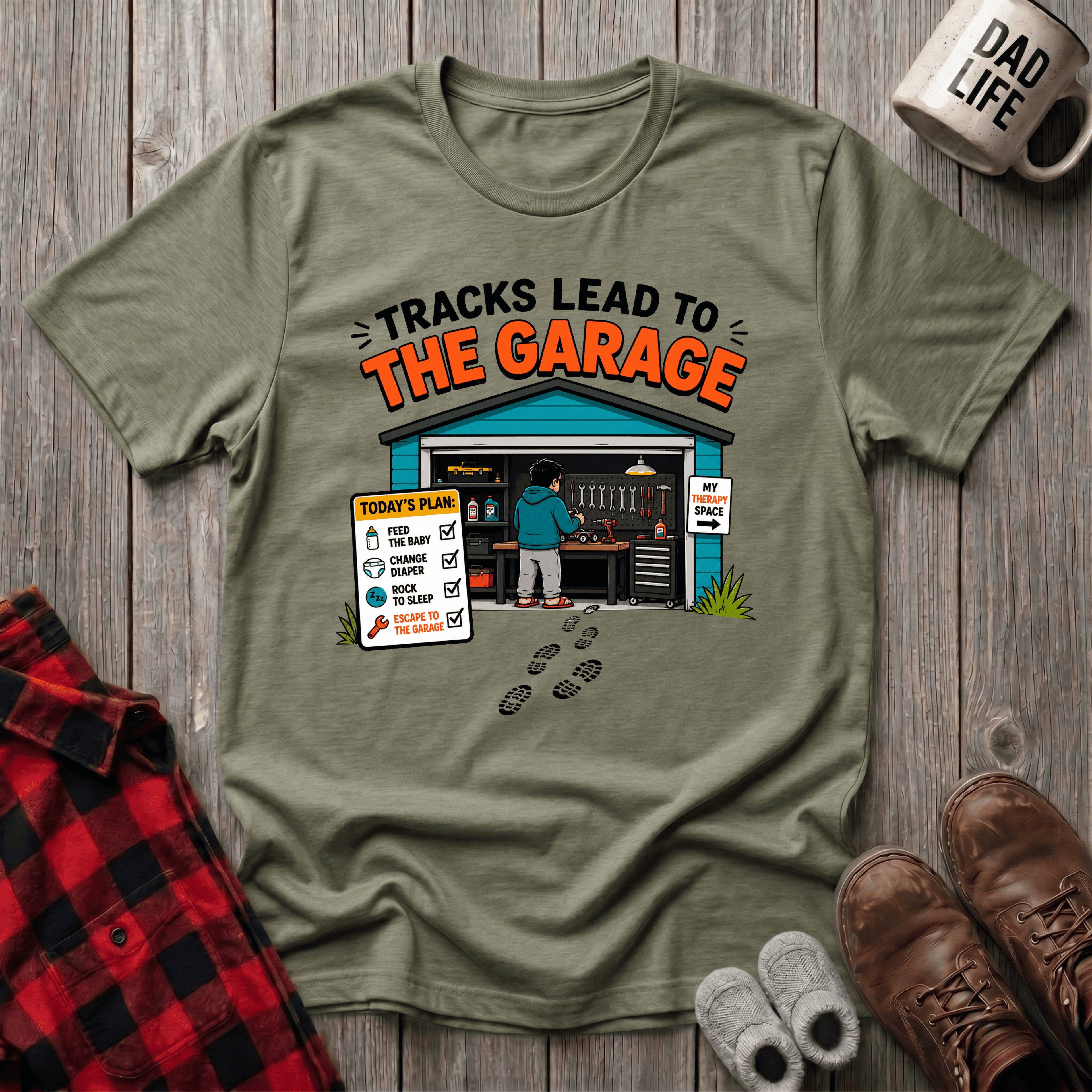 Tracks Lead To The Garage T-Shirt