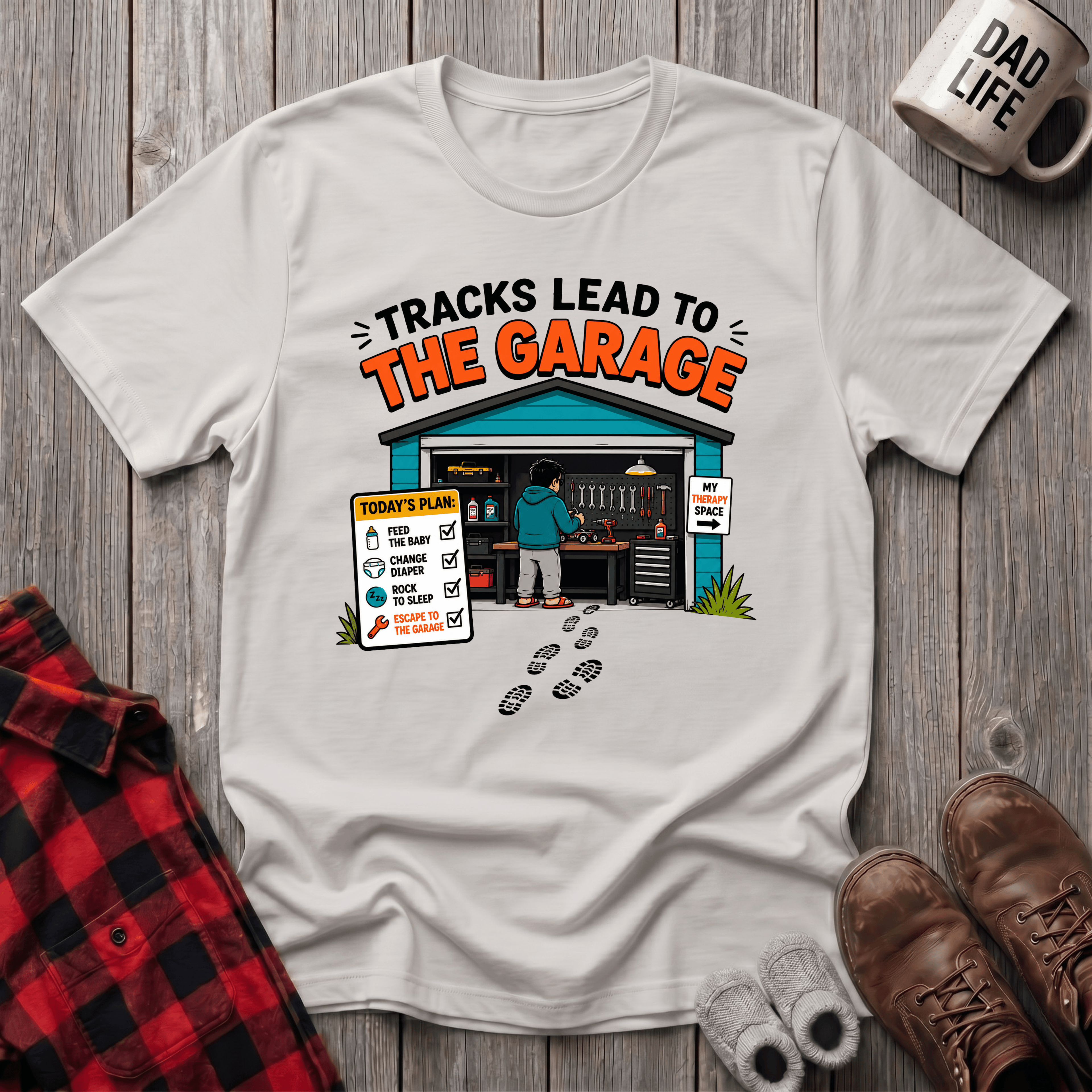Tracks Lead To The Garage T-Shirt