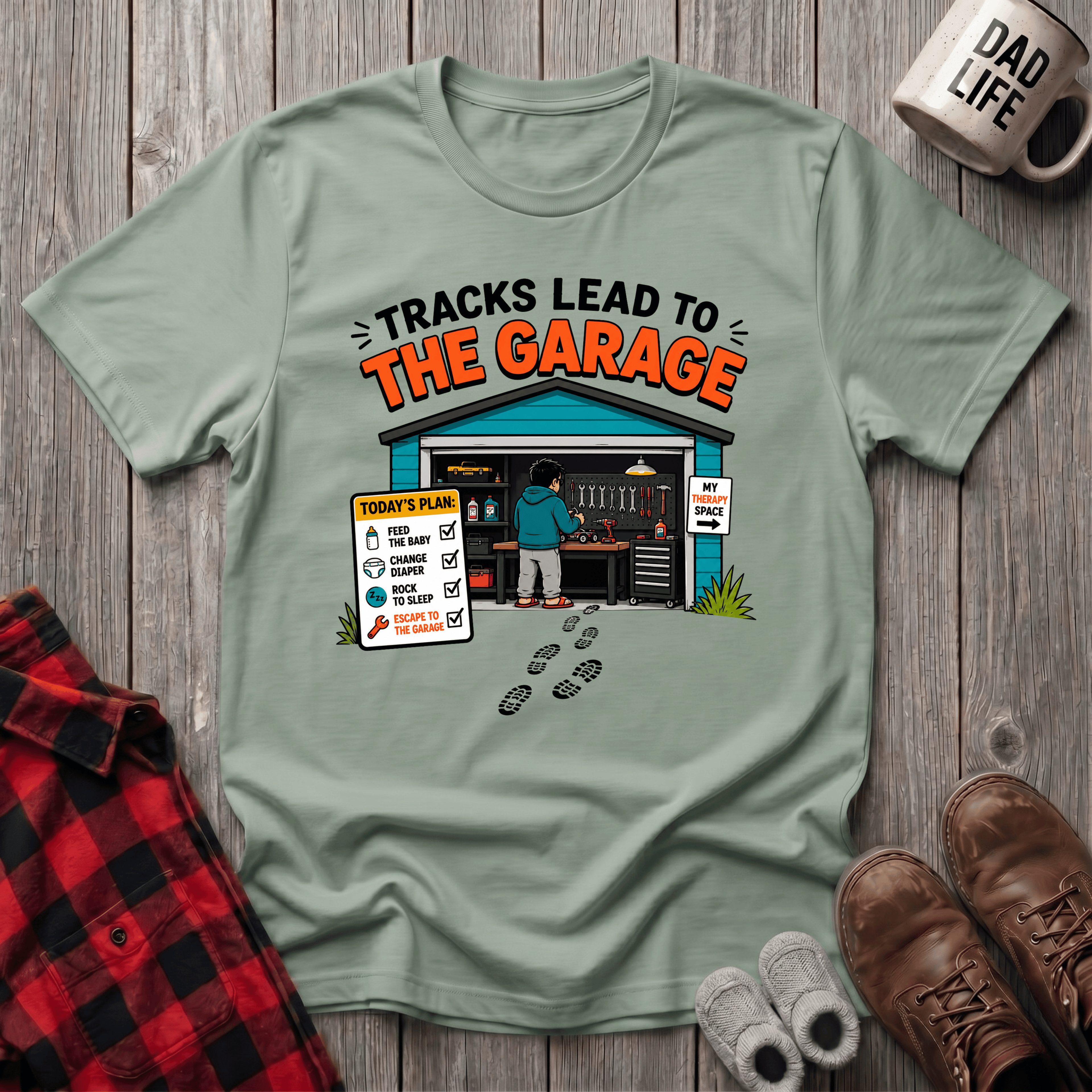 Tracks Lead To The Garage T-Shirt