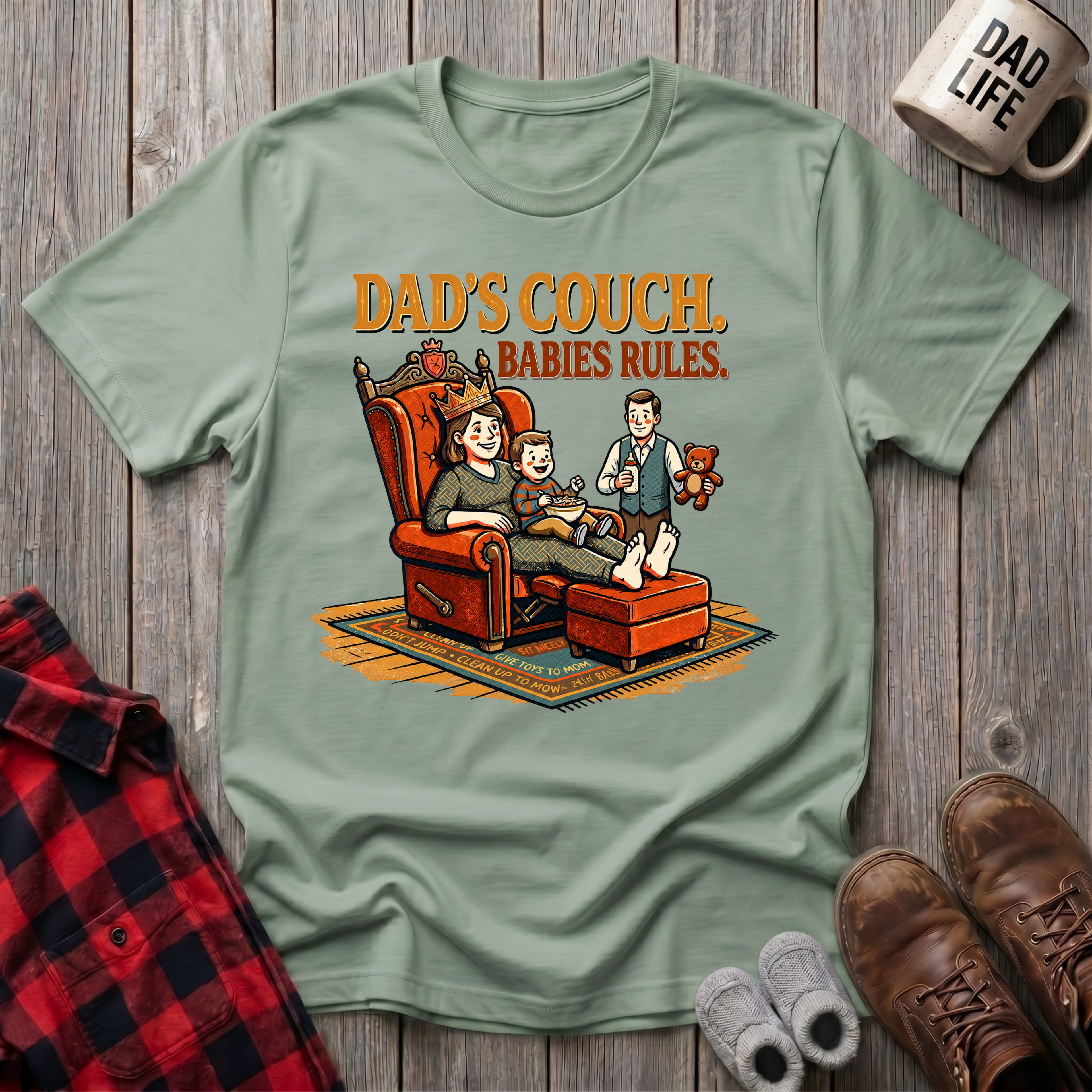 Dads Couch Babies Rules T-Shirt