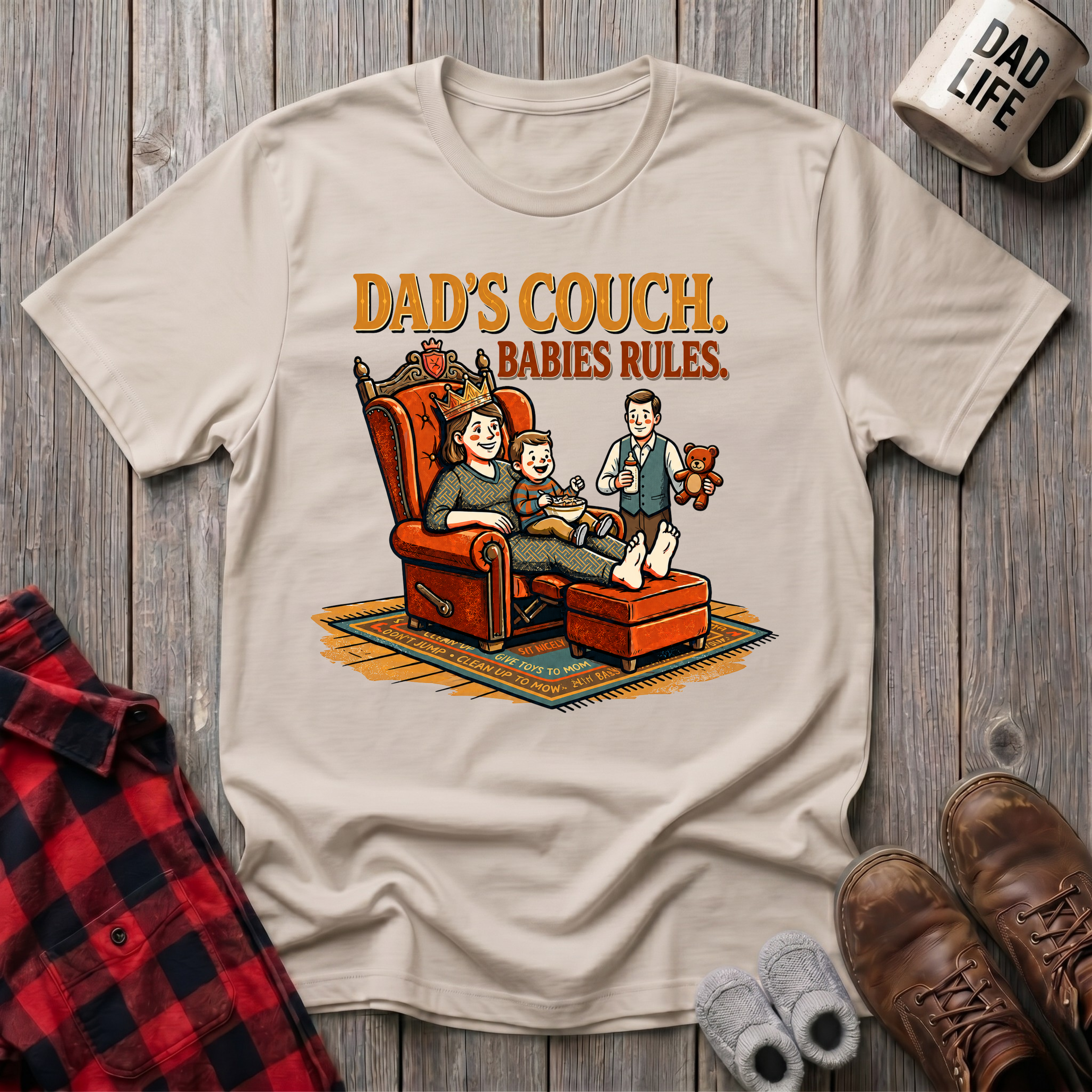 Dads Couch Babies Rules T-Shirt