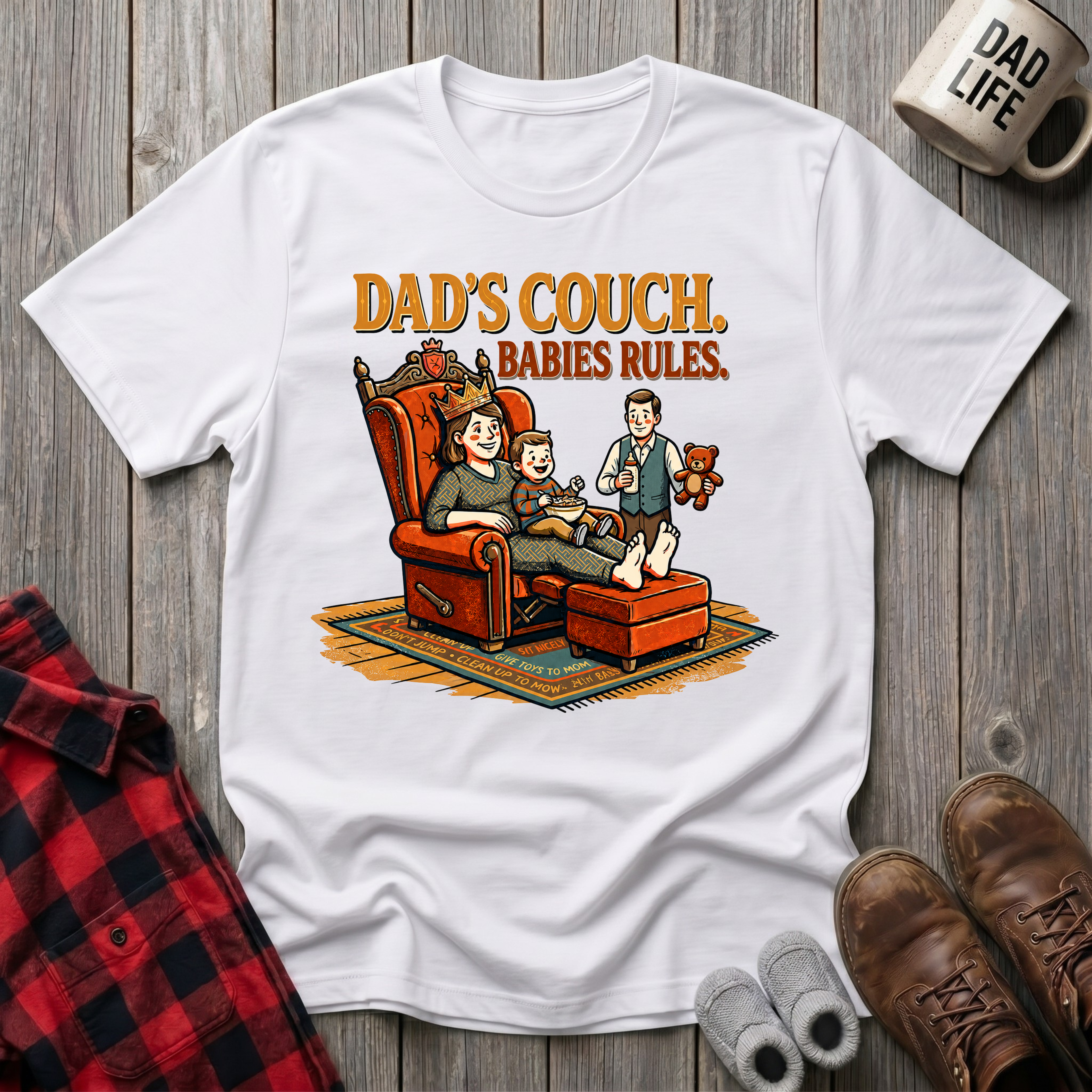 Dads Couch Babies Rules T-Shirt